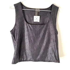 Second Skin RD Style Grey Shimmer Scoop Neck Cropped Top NWT
